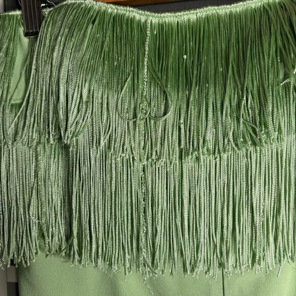 Hutch Crepe Fringe Jumpsuit Mint Green Size 4 - Picture 11 of 11